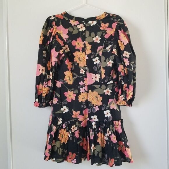 Olivaceous Floral Linen Mini Dress with Ruffle size Medium - Picture 8 of 11